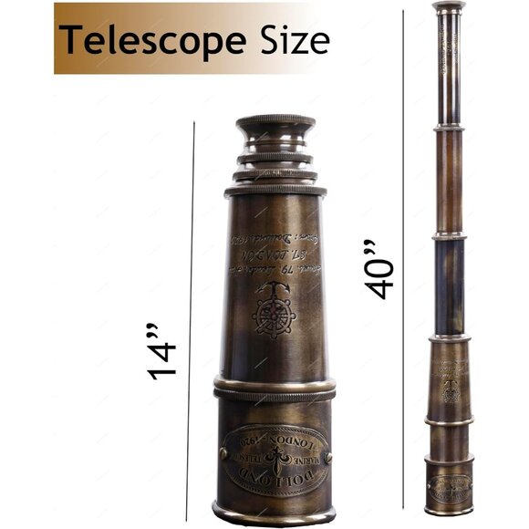 1920 London Brass Maritime Telescope 15 Inch Vintage Nautical Pirate Telescope - Picture 3 of 8